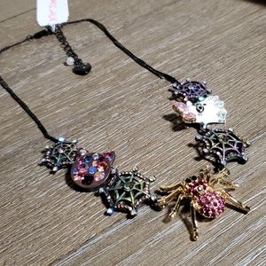 Betsey Johnson "Boo to You" Spider & Web Necklace